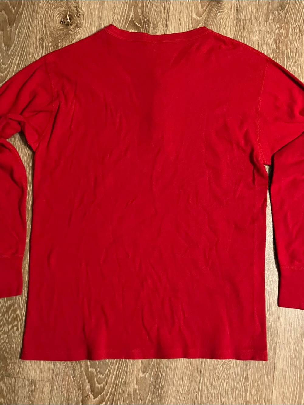 Vintage Duofold Henley Shirt Mens Large Red Long Sleeve Cotton Distressed - Picture 4 of 6